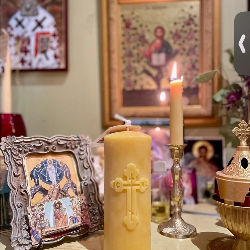 ORTHODOX CROSS PILLAR CANDLE.  Handmade  Large